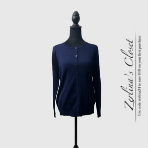 Classic Blue Button Down Cardigan Large